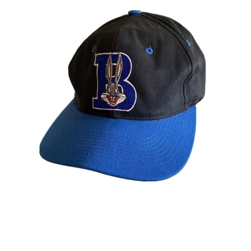 Vintage 1993 Looney Tunes Bugs Bunny Snapback Hat Black Blue 90s Warner Bros Cap